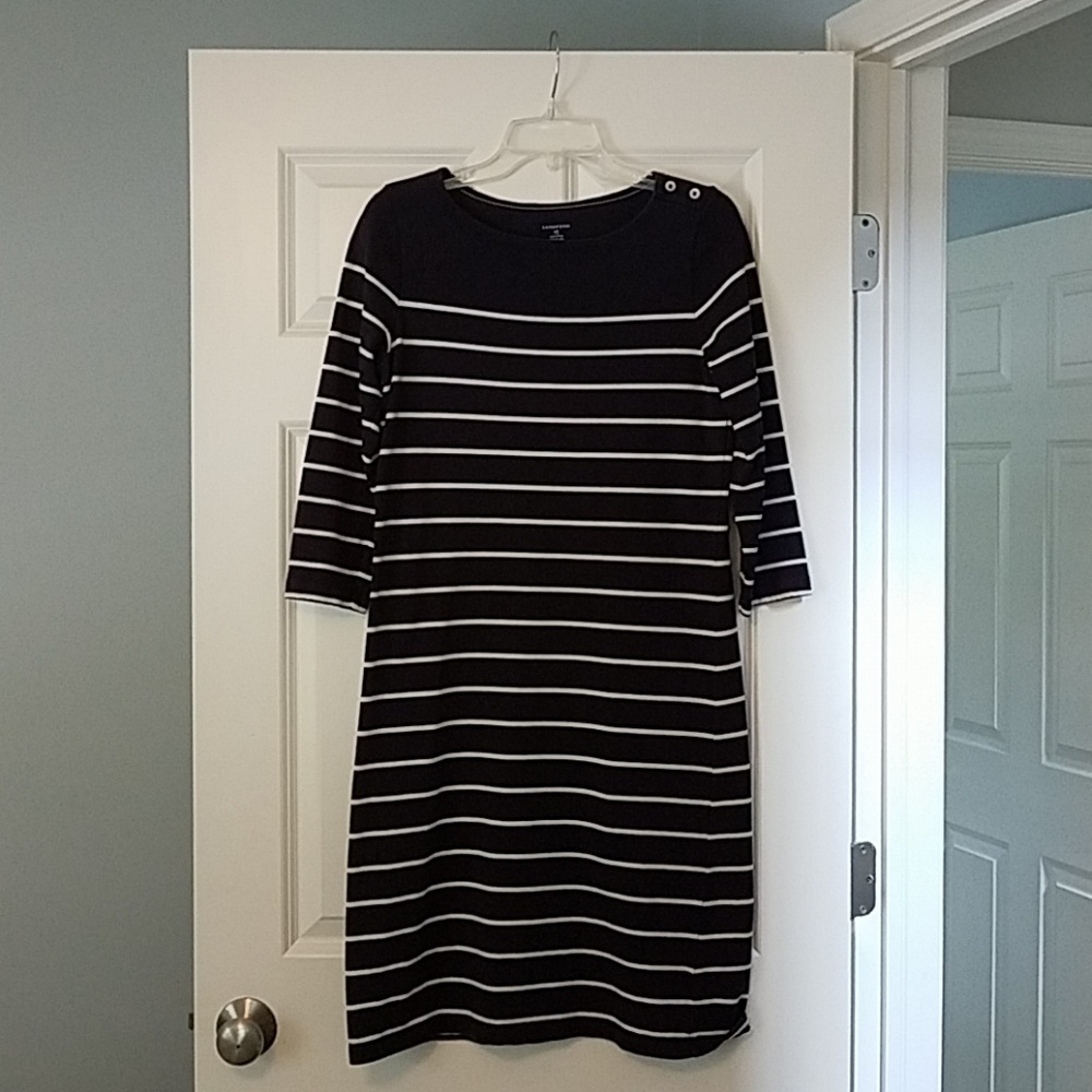 Lands End striped three-quarter-length dress
